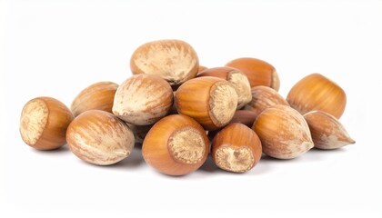 Beechnuts on Isolated White Background &ndash; Small Brown Nuts with Mild Flavor and Organic Feel
