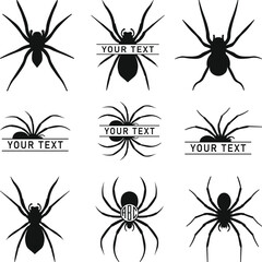 Spider Silhouette Collection, Halloween Spider Svg, Black spider Instant silhouette isolated on white Background