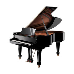 grand piano and music notes