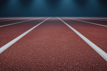 Fototapeta premium Empty Indoor Track Surface with Perspective Lines and Dramatic Lighting in a Sports Facility