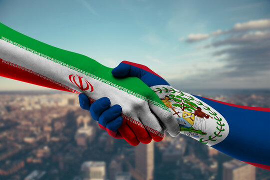 Shaking hands Iran and Belize