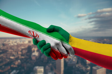 Shaking hands Iran and Benin