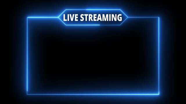 live streaming neon text frame animation box frame neon blue frame live streaming game live Stream overlay animation for live streaming video Titles 4k.live streaming neon text frame animation box