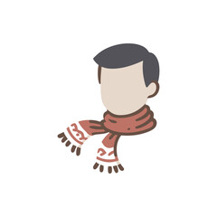 A minimalist illustration of a person wearing a decorative scarf, showcasing warmth and style