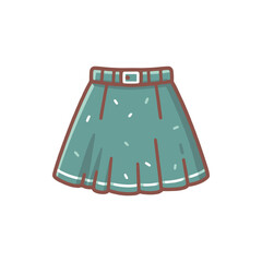 A stylish teal skirt with a belt, displayed on a clean background, perfect for fashion showcases