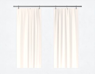 Pair of plain white curtains