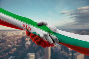 Shaking hands Iran and Bulgaria