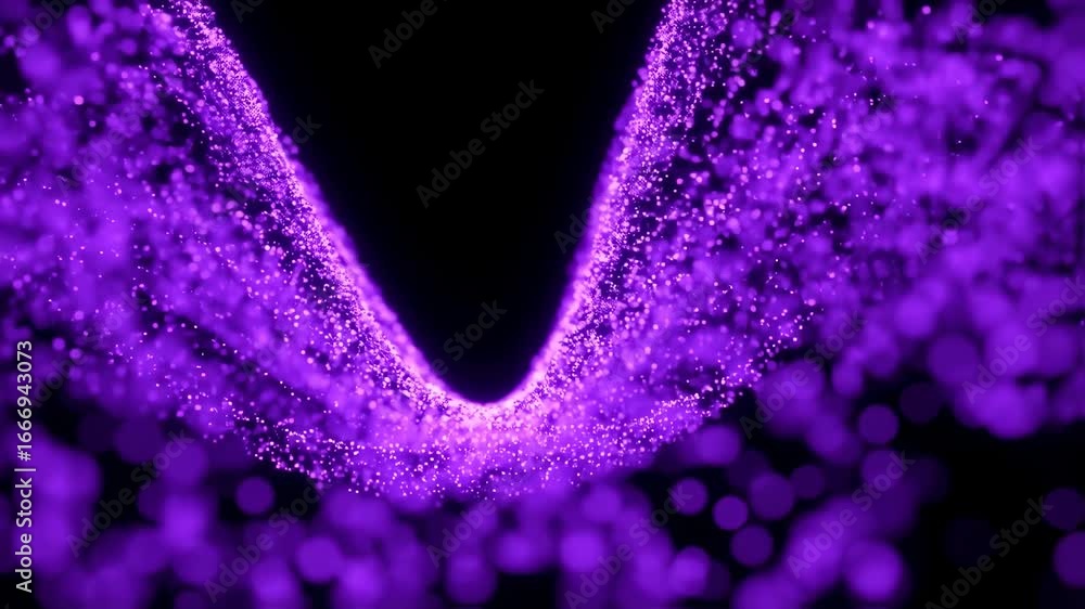 Poster dynamic purple particle flow: abstract motion graphics background loop