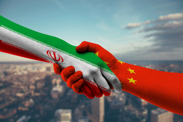 Shaking hands Iran and China