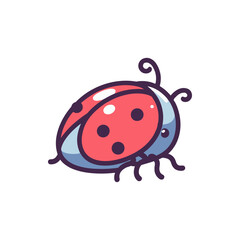 Colorful cartoon ladybug with red and blue features, set against a plain white background