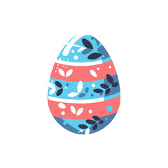 Colorful decorative egg with floral patterns, isolated on a white background, ideal for Easter themes