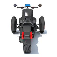 3 Wheel Motorcycle in Clay Style Render on White Background 3D Rendering