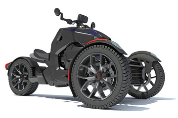 3 Wheel Motorcycle in Clay Style Render on White Background 3D Rendering