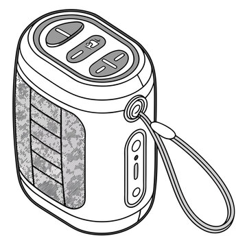 black and white portable speaker with strap clip art preview