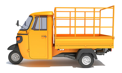 Mini Truck Pick Up Rickshaw in Clay Style Render on White Background 3D Rendering