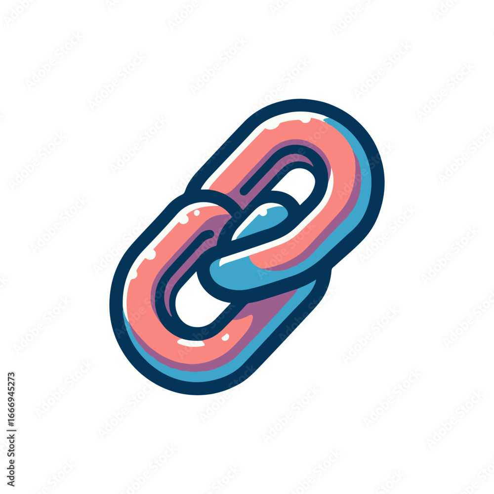 Aufkleber colorful stylized chain link symbolizing connection and unity against a plain background