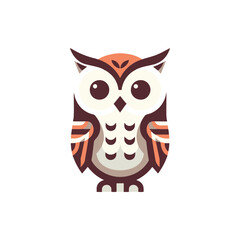 Colorful stylized owl illustration, showcasing vibrant feathers, set against a minimalist background