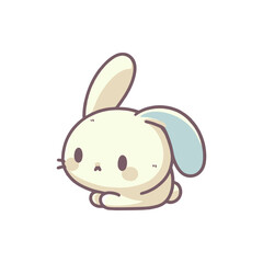 Cute cartoon bunny with pastel colors sitting on a white background, ideal for children's designs