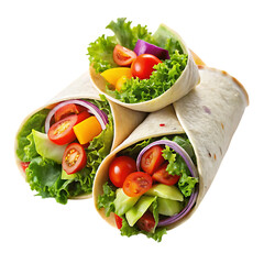 Fresh vegetable wraps cut in half delicious healthy meal isolated on a clean surface transparent background