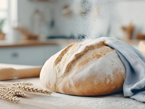 Warm Sunlight on a Freshly Baked Rustic Bread Loaf