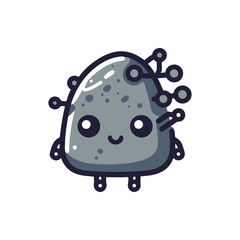 Cute cartoon rock character with playful features and whimsical design, set against a simple background