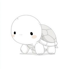 Cute cartoon turtle character with simple design and soft features