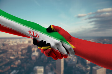 Shaking hands Iran and East Timor