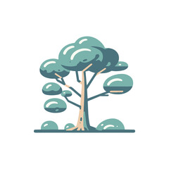 Stylized tree illustration with rounded foliage set against a minimalist background