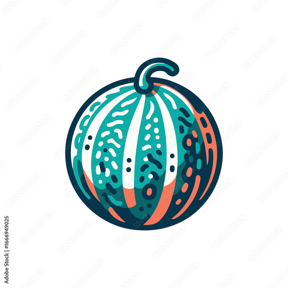 Poster vibrant illustration of a watermelon with unique patterns against a simple background