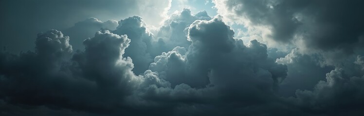 Fototapeta premium Dramatic dark sky with heavy storm clouds, featuring seamless HDRI panorama with 360-degree view including. Illustration captures impending weather, offering sense of atmospheric intensity, raw