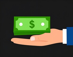 Hand offering a stack of green money