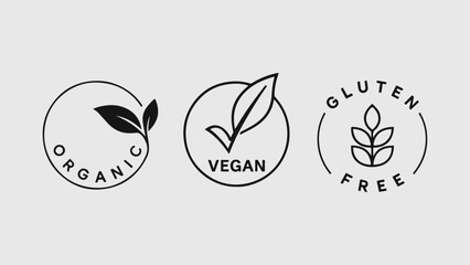 Black and White Organic, Vegan, Gluten Free Icon Design