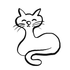 black cat illustration drawing