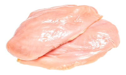Raw chicken breast fillets isolated on white background.