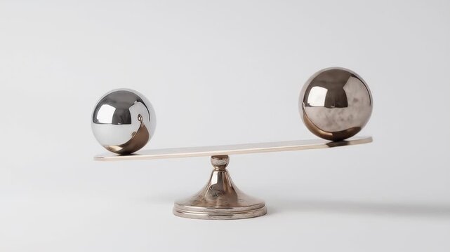 Polished metal spheres balanced on a vintage-style scale
