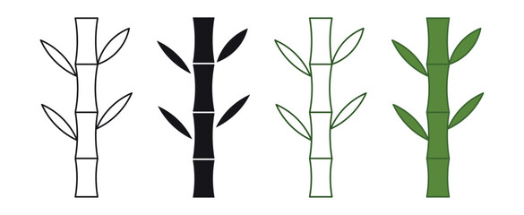 Bamboo Sugarcane icon set. Design elements for social network and application. Vector illustration of fresh sugarcane plants for agriculture.