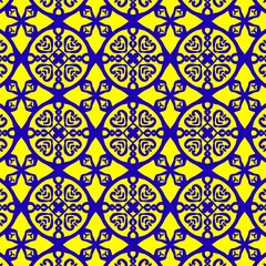 Seamless geometric pattern with abstract floral and circular shapes

