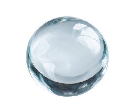 Clear glass ball with a shiny surface