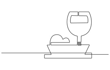 one continuous drawn line of a bottle of beer and a mug hand-drawn picture of a silhouette. Line art. single line