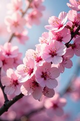 Obraz premium Pink cherry blossoms unfolding in the gentle spring breeze, delicate, , spring bloom