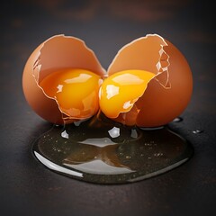 Broken eggs, yolks, egg white