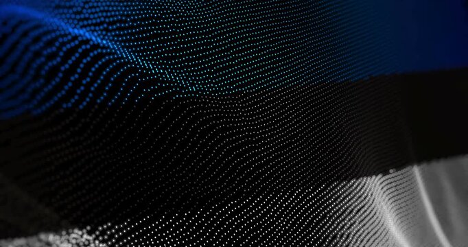 Estonia flag waving pixel. Estonian blowing banner cyber attack hack and security concept animation.