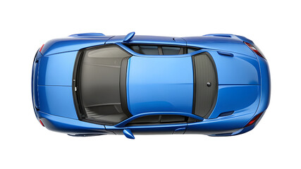 Blue Car Top View Isolated on Pure White Background &ndash; High-Quality PNG Clipart for Design and Mockups
