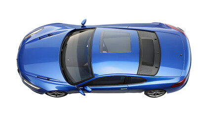 Blue Car Top View Isolated on Pure White Background &ndash; High-Quality PNG Clipart for Design and Mockups
