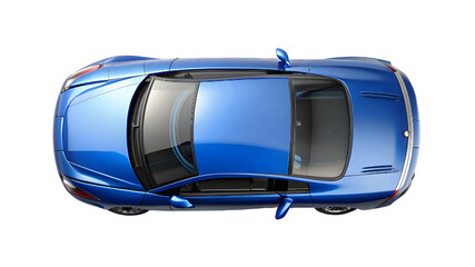 Blue Car Top View Isolated on Pure White Background &ndash; High-Quality PNG Clipart for Design and Mockups
