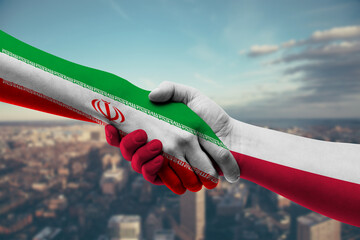 Shaking hands Iran and Poland