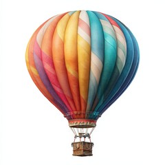 Naklejka premium Colorful Hot Air Balloon Soaring High Above Isolated on White Background Perfect for Travel and Adventure Designs