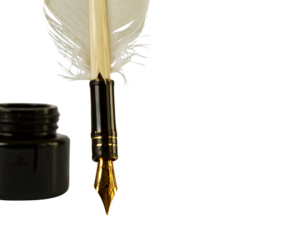 Minimalist Quill and Ink Set Isolated on White Background