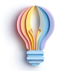 Obraz premium Colorful Paper Cut Lightbulb Idea Concept Illustration Design for Creativity Innovation and Inspiration
