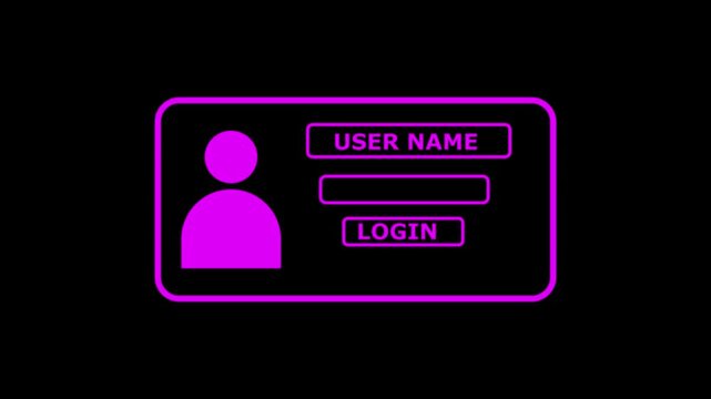 A user selects a holographic login form with password field and shield icon in a dark studio. Concept of cybersecurity authentication and data protection...